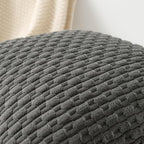 Kevin Textile 12x20 Inch Pillow Cover 1 Pack Boho Decorative Soft Striped Corduroy Lumbar Farmhouse Accent Rectangle Cushion Case for Living Room Couch Sofa Bed, Dark Grey