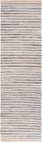SAFAVIEH Cape Cod Collection Area Rug - 2'3" x 8' Runner, Natural/Blue, Geometric Design, Ideal for High Traffic Areas in Living Room, Bedroom, Dining (CAP151M)
