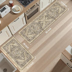 KIMODE Anti Fatigue Kitchen Mats for Floor, Boho Kitchen Rugs Sets of 2, Cushioned Kitchen Floor Mats, Comfort Standing Mat for Sink Laundry Office Desk Brown 17"x59"+17"x29"