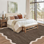 GarveeHome Scalloped Washable Area Rug 8 x 10 Rug for Living Room Modern Brown Rug Non Slip Throw Rugs Distressed Large Bedroom Area Rug Stain Resistant Carpet for Dining Room Nursery 8'x10' Brown