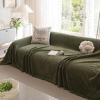 ROOMLIFE Green Sofa Cover, Vintage Boho Couch Cover for 3 Cushion Sofa, Non Slip Soft Chenille Sofa Slipcovers for Dog, Washable Furniture Sofa Protector Cover with Tassel for Living Room, 71''X118”