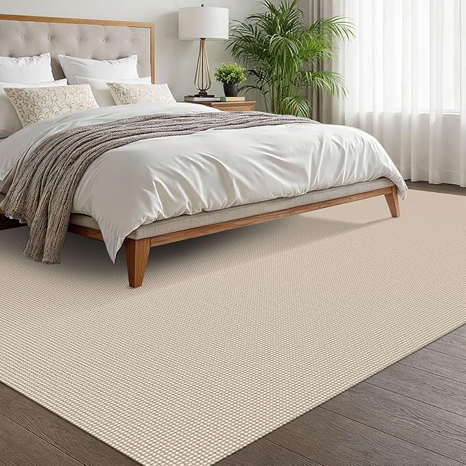 EARTHALL Woven Area Rugs 6x9 Ft Washable Living Room Rugs Non Slip Rubber Backed Dining Room Rug Braided Bedroom Rugs Indoor Floor Carpet for Living Room, Bedroom, Dining Room, Beige/Khaki
