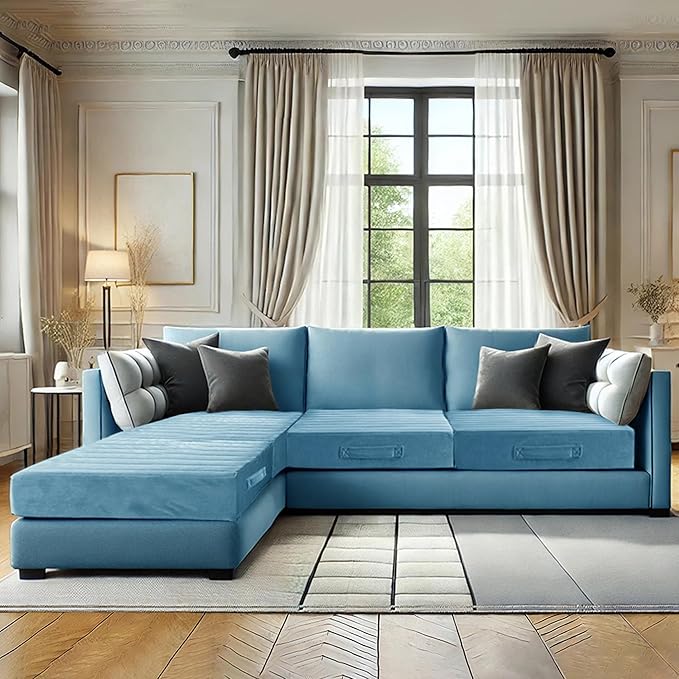 Codi Thick Replacement Couch Cushions, Upholstery Foam with Washable Covers for Sofa Cushion Chair Meditation - 24 × 24 × 5 Inch, High Density Foam, Blue