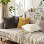 decorUhome Spring Cream White Chenille Euro Sham Throw Pillow Covers 24x24 Set of 2 Textured Soft Cozy Slubby Couch Pillow Covers Modern Farmhouse Boho Decorative Pillow Cases for Bed Sofa Living Room