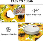 MAYHMYO Sunflower Kitchen Mat Set of 2 - Anti Fatigue Mats for Kitchen Floor - Non Slip Cushioned Rugs for Standing - Sunflower Decor (17.3"×29"+17.3"×47"-0.4")