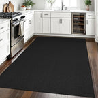 EARTHALL Woven Area Rugs 5x7 Ft Washable Living Room Rugs Non Slip Rubber Backed Dining Room Rug Braided Bedroom Rugs Indoor Floor Carpet for Living Room, Bedroom, Dining Room,Black/Grey