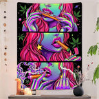 Wegklazax Fantasy Tapestry Blacklight Tapestry for Bedroom Cool Tapestries Wall Hanging for Bedroom and Living Room Pink 70×90 Inches