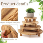 Sintuff 4 Pack Mini Wooden Plant Stool Display Wood Cake Stand 12/10/8/6 Inch Round Plant Risers Holder for Flower Pot Wooden Stool Indoor Outdoor Wood Stand(Wood Color)