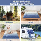 Japanese Floor Mattress, Futon Mattress with Portable Storage Bag and Washable Cover, Roll Up Thick Tatami Mat Suitable for Camping, Guest Room (Coastal Gradient, Twin)