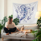 HUGANE Blue Whale Shark Ocean Christian Tapestry, Coastal Beach Sea Floral Coral Plant Wall Tapestries, Isaiah 43:2 Bible Verse Religious Hanging Wall Decor for Bedroom Beach House Cabin