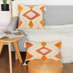 Merrycolor Boho Lumbar Throw Pillow Cover 12x20 inch,Bohemian Tufted Decorative Pillow Covers with Tassels for Couch Sofa Bedroom Living Room