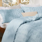 Bedsure Tufted Boho Comforter Set Twin Size - Light Blue Boho Bed Set, GentleSoft™ 2 Pieces Farmhouse Shabby Chic Embroidery Bedding, Gifts for Woman, Soft Jacquard Twin Comforter for All Seasons