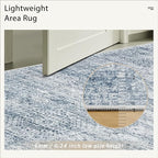 6x9 Area Rug for Living Room Washable 6x9 Non-Slip Modern Rugs for Bedroom Dinning Room Ultra-Thin Indoor Blue