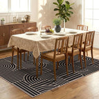 GarveeHome Rainbow Easy Jute Rug 4x6 Abstract Washable Non Slip Living Room Ultra-Thin Bedroom Rug, Non Skid Backing Non Shedding Accent Carpet for Dining Room Office
