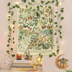 Vintage Flowers Tapestry 48”x36”, Long Vertical Wall Hanging Reference Illustrative Botanical Tapestries for Bedroom Aesthetic Floral Tapistry Botanical Plants Tapestry Wall Hanging Cute Bedroom Decor