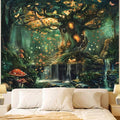 Apdidl Forest Wall Tapestry for Bedroom, Nature Green Tree of Life Tapestries Wall Hanging, Fairy Tales Magical Landscape Backdrop Tapestry for Living Room Dorm Decor (51"X60")