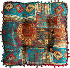 vctops Bohemian Patchwork Square Chair Seat Cushions for Dining Kitchen Office Chairs Patio Soft Cotton Linen Chair Pads (Blue,16"x16")