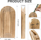 DREAMLOOM 2 Pack Wooden Wall Vases with Dried Pampas Grass and Eucalyptus Plants, Wall Hanging Planters Boho Modern Farmhouse Indoor for Narrow Spaces Entryway Bathroom Home Office Decoration, Brown