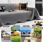 ROOMLIFE Gray Couch Cover Boho Sofa Covers for 3 Cushion Couch Washable, Furniture Protector Sofa Couch Cover for Dogs, Soft Chenille Sofa Slipcover, Couch Throw Blankets with Tassels 71 '' X 150''