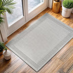 CAMILSON Easy Jute Rug 2x3, Indoor Outdoor Off-White Color Fiber Area Rugs for Entry, Living Room and Kitchen Rug, Bordered Boho Woven Design, Easy-Cleaning, Washable Outside Carpet (2 x 3)