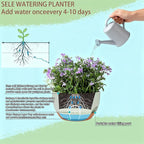 Set of 4-8 Inch Self Watering Hanging Planters for Indoor Outdoor，Hanging Plant Pots with Drainage & Removable Tray, Hanging Pots Holder for Ivy, Pothos, Ferns, Balcony & Patio, Green Brown