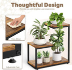 3 Tier Plant Stand Indoor, Thickened Metal Wood Corner Plant Shelf Stands for Multiple Plants, Indoor Tall Plants Stand Tiered Flower Holder for Living Room Patio Garden Balcony(Black+Brown)