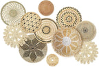 Tatuo 11 Pcs Boho Wall Basket Decor Decorative Bulrush Woven Basket Wall Decor Art Round Farmhouse Hanging Baskets for Kitchen Rustic Home Summer Decorations, Multi Sizes(Vivid)