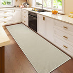 2x6 ft Kitchen Runner Rugs Mat Non Slip Woven Runners for Hallways Washable, Soft Long Entryway Laundry Hall Floor Runner Carpet for Indoor Backdoor Bedroom Living Room, Beige
