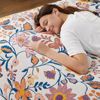 100% Cotton Boho Throw Blanket for Home Decor – Classic Farmhouse Quilt Bedding, Muslin Blankets for Adults, Vintage Woven Decorative Blanket for Couch, Bed Layering Use, Botanic Floral, 60"x80"
