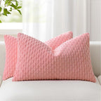 Kevin Textile Valentines Day 12x20 Inch Pillow Cover 1 Pack Boho Decorative Soft Striped Corduroy Lumbar Farmhouse Accent Rectangle Cushion Case for Living Room Couch Sofa Bed, Dark Pink