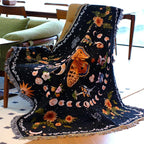 Moon Phase Butterfly Boho Woven Throw Blanket for Couch Bed Lounge Chair Hippie Room Decor Bedspread Boho Vintage Throws Blankets Outdoor Blanket Aesthetic Wall Hanging Celestial Bedroom Decor 51”x59”