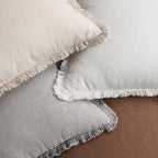 MIULEE Decorative Couch Pillow Covers Neutral Linen Fringe Throw Pillows Set of 4 Modern Cushions Boho Farmhouse Pillowcases for Bed Sofa Living Room Spring Home Decor 18x18 Inch Beige/Brown/Grey