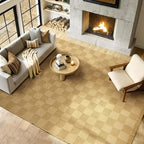 BESTSWEETIE 9'x12' Washable Rug Hand-Woven Low Pile Soft Checkerboard Pattern Reversible Checkered Braided Rugs with Short Fringe Carpet for Living Room Bedroom Dining Room Home Decor - Naturejute