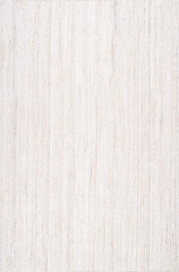 nuLOOM 12x15 Rigo Jute Hand Woven Area Rug, Off White, Solid Farmhouse Design, Natural Fiber, For Bedroom, Living Room, Dining Room, Hallway, Office, Kitchen, Entryway