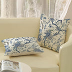 Chinoiserie Floral Bird Pillow Covers 22x22 Set of 2 Blue Chinoiserie Flowers Decorative Pillow Cases Outdoor Decor Blue and Cream Throw Pillows Farmhouse Linen Cushion Cover for Couch Home