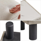IBUYKE Storage Ottoman Footrest Stool with Linen Fabric, Rectangular, Flip Top Lid, Non-Slip Feet, Compact Design, Stylish and Functional, Linen RF-BD223