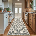 Washable Runner Rug 2.6x8 Runners for Hallways, Ultra-Thin Carpet Runners for Entryway Anti Slip Backing Runner Rugs for Kitchen Laundry Room Indoor Hallway (Black/Beige)