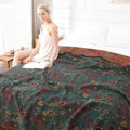 Boho Throw Blanket for Bed - 100% Pure Cotton Ultra Soft Rustic Quilt - Farmhouse Decor Bed Blankets, All Season Rustic Throw for Sofa Couch Chair(80''x 90'', Floral)
