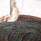 Boho Throw Blanket for Bed - 100% Pure Cotton Ultra Soft Rustic Quilt - Farmhouse Decor Bed Blankets, All Season Rustic Throw for Sofa Couch Chair(50"×60", Boho Floral)