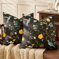 MUSSEL Brown Floral Pillow Covers 18x18 Set of 2, Velvet Wild Flower Plant Throw Pillows Case, Square Farmhouse Decor Cushion Covers for Home Sofa Bed Couch