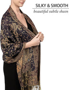 Achillea Reversible Paisley Pashmina Rave Scarf – Exotic Indian Shawls and Wraps for Evening Dresses, Festivals, All Seasons