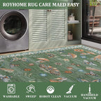 Mushroom Insect Rug 2x6 Runners for Hallways, Boho Kitchen Runner Rugs Non Slip Bath Runner, Modern Washable Runner Rug for Bedroom, Soft Long Rugs for Entryway Bathroom Laundry Dorm, Blue