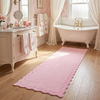 GarveeHome 2x6 Valentines Scalloped Washable Runner Rug for Girls Bedroom, Soft Pink Hallway Runner Non Slip Entryway Rug Farmhouse Thin Laundry Mat Stain Resistant Carpet for Kirchen Bathroom Rug