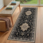 Area Rugs 3'x8' Runner Rug Non Slip Washable for Kitchen Hallway Bedroom Beside Laundry Room Bathroom Rug, Floor Carpet, Black Brown Neutral Dark Tan