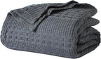 VHC Brands 100% Cotton Waffle Weave Twin Blanket 66"x90", Decorative Lightweight Spring and Summer Throw Blanket, Bedroom Decor for Bed, Couch, or Sofa, Dark Grey