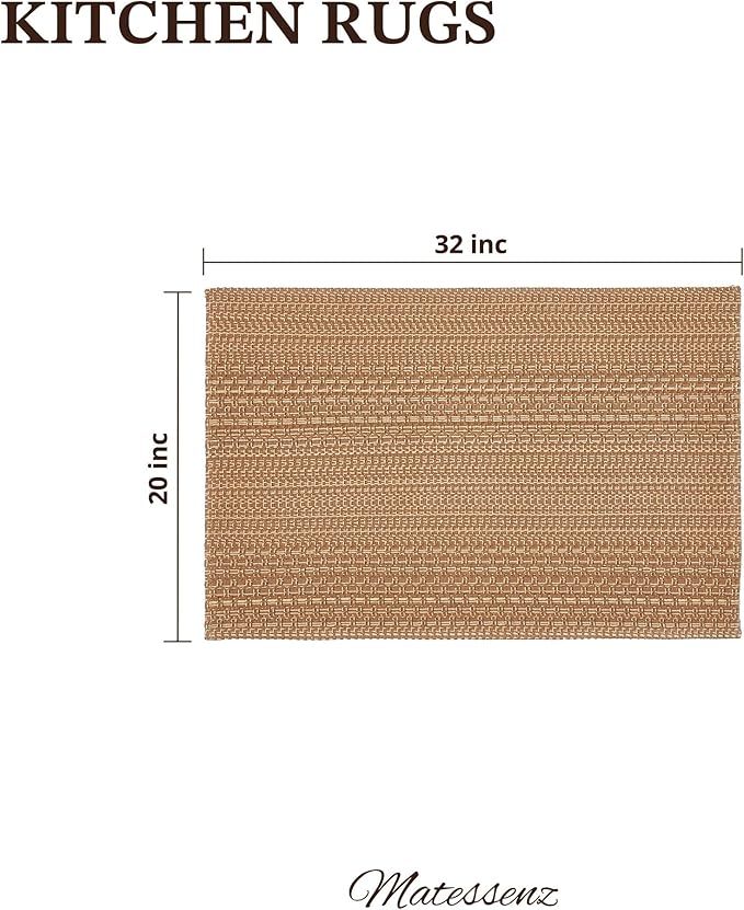 20"x30" Kitchen Mats for Floor, Woven Kitchen Rugs, Machine Washable Mats Boho Style, Non Slip, Anti-Skid TPR Backing for Kitchen, Non-Slip, Durable, Easy Clean, Everyday Use