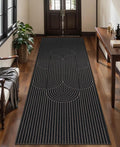 Tangsoo Modern Easy Jute Rug 2.6x8 Washable Runner Rug for Hallways,Non-Slip Thin Black Geometric Indoor Outdoor Rug Runner,Farmhouse Carpet for Porch Laundry Bedroom Kitchen Entryway