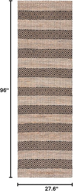 SAFAVIEH Natural Fiber Collection Runner Rug - 2'3" x 8', Black & Natural, Handmade Boho Farmhouse Rustic Jute & Cotton Jute, Ideal for High Traffic Areas in Living Room, Bedroom (NFB653Z)