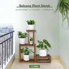 Wood Plant Stand Indoor Outdoor 4 Tiers Plant Rack Corner Planter Shelf Flower Pot Holder for Living Room Garden Patio Yard Porch (Space Saving,27.6”,Small)