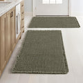 MIULEE Set of 2 Waffle Bathroom Rugs, Boho Bath Rugs Non Slip Washable, Super Absorbent Bath Mats, Ultra Soft Rubber Backed Shower Mats for Bathroom Floor, Tub and Shower, Green, 24x36 Inch